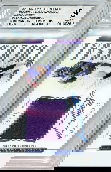 2018 NATL TREASURES ROOKIE COLOSSAL SIGS LAMAR JACKSON #RCS-LJ BGS 9