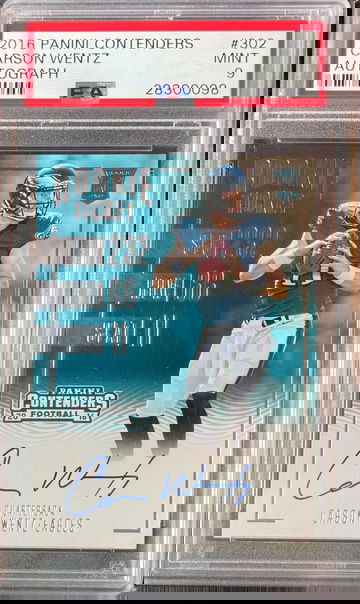 2016 Contenders Carson Wentz Rookie Ticket Auto PSA 9 Eagles Colts 