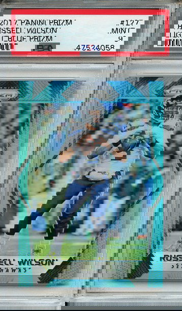 Russell Wilson 2017 Panini Prizm #127 Light Blue Prizm (#137/199) PSA 9 Mint! 4058