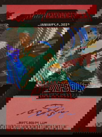 2023 Upper Deck Credentials Matt Boldy Debut Ticket Access Red Auto /49