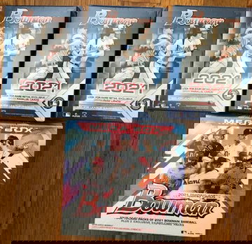 2021 Bowman Baseball lot of 3 Blasters and 1 Mega Box
