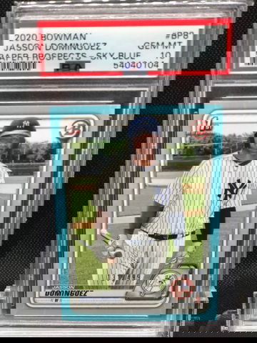 2020 Bowman Paper Prospects Sky Blue Jasson Dominguez /499 PSA 10 Yankees 