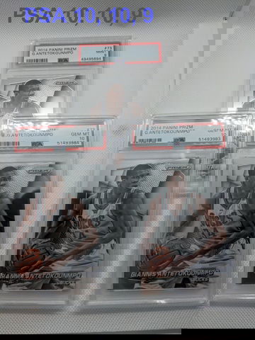 Lot of (3) 2014 Panini Prizm Giannis Antetokounmpo (2 of PSA 10, 1 of PSA 9)