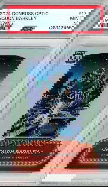 2024 PANINI DONRUSS OPTIC UPTOWNS SAQUON BARKLEY #17 EAGLES PSA 9 MINT