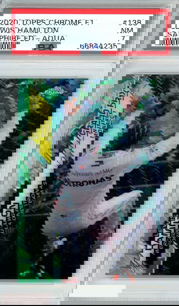 2020 TOPPS CHROME F1 LEWIS HAMILTON #138 SAPPHIRE ED-AQUA 3 OF 99 PSA 7 NM