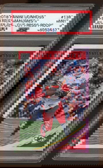 2018 panini donruss Patrick Mahomes silver die cut press proof # 1/75 PSA 9