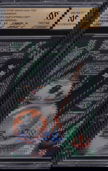 2016 TOPPS STAR WARS HIGH TEK GREEN DIFFRACTOR BRIAN HERRING AUTO /10 BGS 10 pop 1