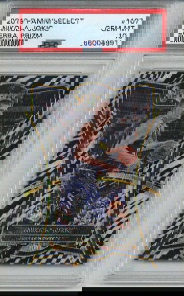2019 PANINI SELECT ZEBRA PRIZM #107 NIKOLA JOKIC NUGGETS PSA 10 LOW POP