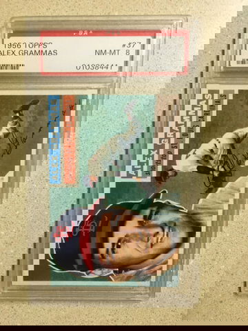1956 Topps #37 Alex Grammas PSA 8 NM-MT GRAY BACK CARDINALS 