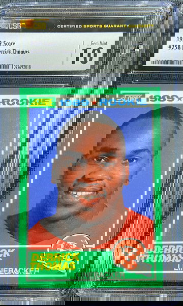 1989 Score ROOKIE Derrick Thomas CSG 10 GEM MINT Low POP!