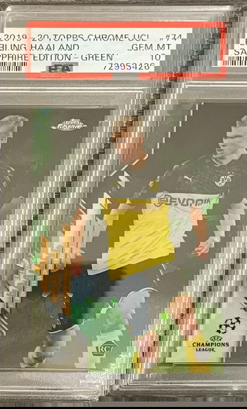 Erling Haaland Topps Chrome Sapphire Green /75 PSA 10