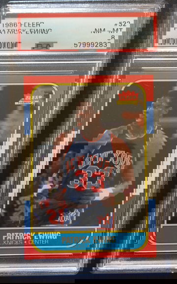 1986 Fleer Patrick Ewing #32 RC HOF PSA-8 NM-MT