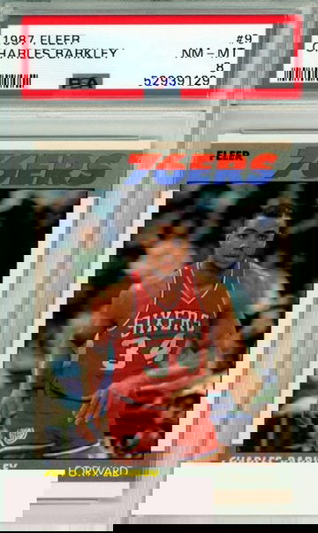 1987 FLEER CHARLES BARKLEY #9 HOF PHILADELPHIA 76ERS PSA 8 NM-MT