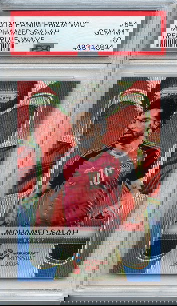 Mohamed Salah 2018 Prizm Red/Blue Wave World Cup PSA 10 NEP