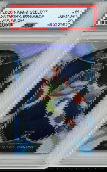 2020 PANINI SELECT SILVER PRIZM ANTHONY EDWARDS ROOKIE RC TIMBERWOLVES PSA 10