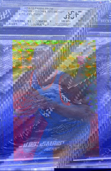 2014-2015 Panini Prizm Joel Embiid Rookie RC Red Yellow Mosaic #253 BGS 8.5 NM-MT