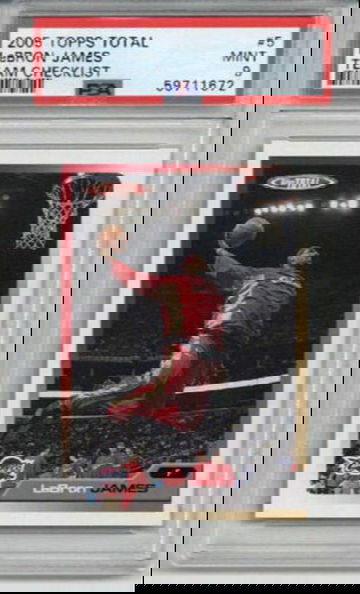 2005 TOPPS TOTAL TEAM CHECKLIST #6 LEBRON JAMES CARD CAVALIERS PSA 9 LOW POP