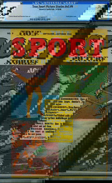 TRUE SPORT PICTURE STORIES v3 #9, CGC 5.5 FN- -- HIGHEST GRADED