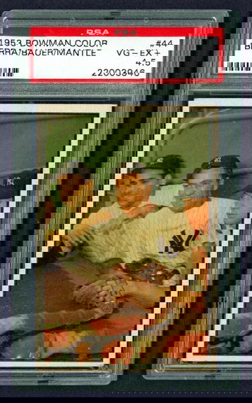 1953 Bowman Color Berra/Bauer/Mantle #44 PSA 4.5