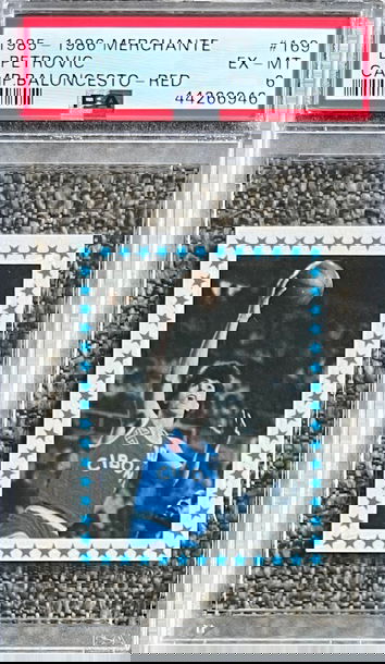 1985-86 Merchante Camp. Baloncesto Red #169 Drazen Petrovic PSA 6 Pop 7