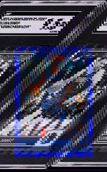 2023 Hoops Premium Stock Blue Seismic Prizm Luka Doncic /99 #9 SGC 9.5 MINT+