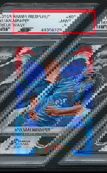 KYLIAN MBAPPE 2018 PRIZM WORLD CUP ROOKIE RED BLUE WAVE #80 PSA 9