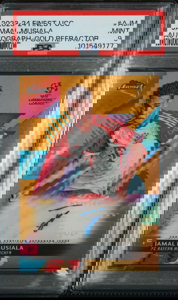 2023-24 Topps Finest UCC Gold Refractor Jamal Musiala #A-JM Auto /50 PSA 9