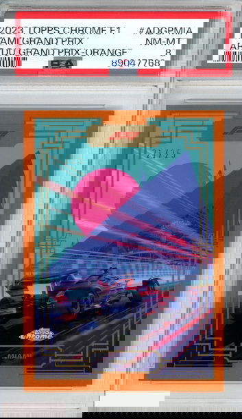 2023 TOPPS CHROME F1 ART MIAMI GRAND PRIX #MIA ORANGE OF 25 PSA 8