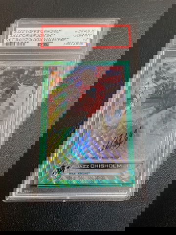 Jazz Chisholm Jr. 2022 aqua wave refractor autograph  PSA10