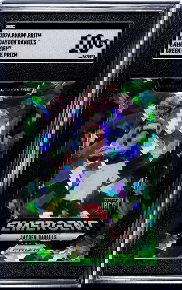 2024 Jayden Daniels RC Prizm #2 Green Cracked Ice Prizm Emergent Rookie SGC 10