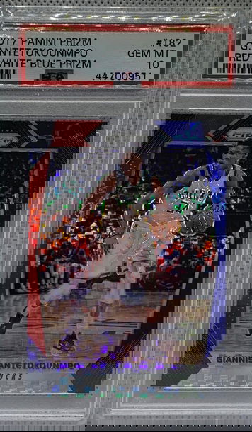 Giannis Antetokounmpo 2017 Panini Prizm Red White Blue PSA 10