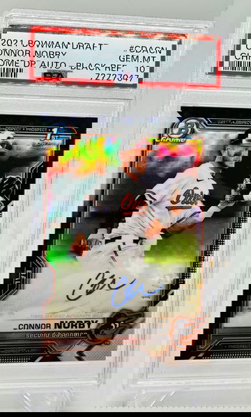 2021 Connor Norby Bowman chrome Draft Black Refractor Auto /75 PSA 10