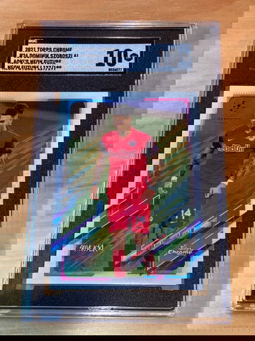 Dominik Szoboszlai 2020 Topps Chrome UEFA Champions League Aoki Neon Future /199 SGC 10