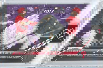 2023 Topps Now Kyle Schwarber/Bryce Harper NLCS Game-Used Base 19/25 Purple 1030