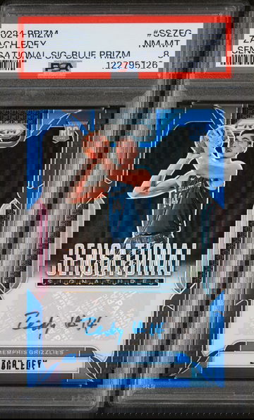 2024 Panini Prizm Sensational Sig Blue Prizm Zach Edey #SSZEG RC Auto /149 PSA 8