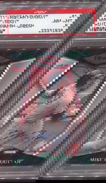 2011 Tristar Pursuit #1 Mike Trout Autograph - Green /25 POP 1 HIGHEST GRADED! PSA 8 NONE HIGHER!