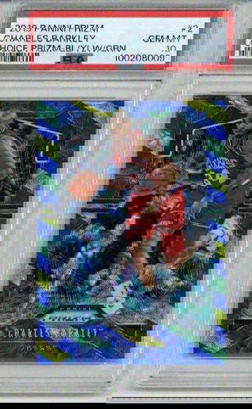 2019 PANINI PRIZM CHOICE PRIZM BLUE YELLOW GREEN #2 CHARLES BARKLEY 76ERS PSA 10