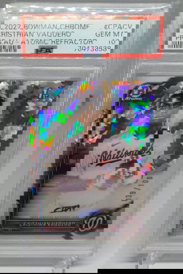 Cristhian Vaquero 2022 Bowman Chrome 1st Atomic Autograph PSA 10