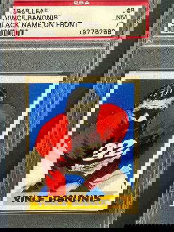 1948 Leaf Football Vince Banonis – PSA 7 (NM) – Black Name on Front