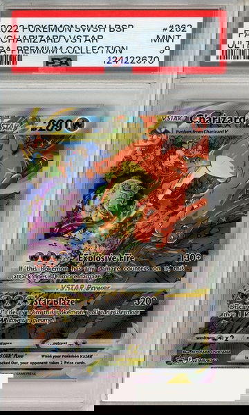 2022 POKEMON SWSH BSP FA CHARIZARD VSTAR #262 UPC PSA 9 MINT
