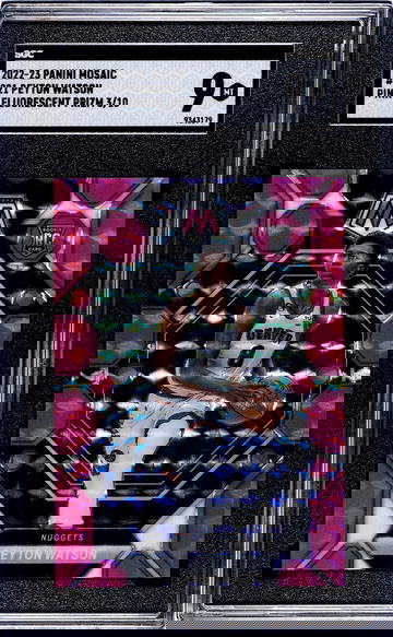 2022 Mosaic #221 Peyton Watson Pink Fluorescent Prizm /10 SGC 9