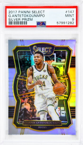 2017 Giannis Antetokounmpo Panini Select  Silver Prizm  #147 PSA 9