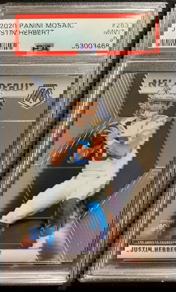 2020 Panini Mosaic Justin Herbert #263 PSA 9 Mint