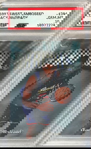 Tracy McGrady Rookie Card - 1997 Topps Finest Embossed #294 - PSA 10 Gem Mint - Raptors