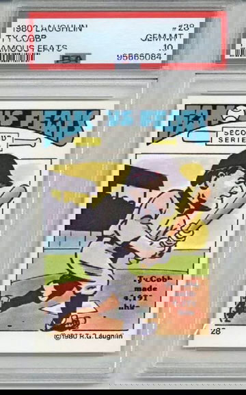 1980 LAUGHLIN FAMOUS FEATS #28 TY COBB CARD DETROIT TIGERS PSA 10 LOW POP