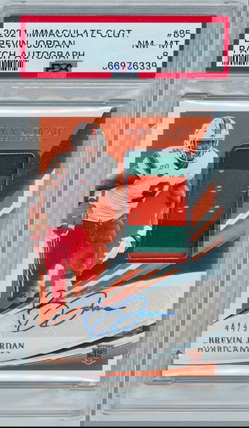 2021 Immaculate Collegiate #85 Brevin Jordan - Rookie Patch Auto # /99 (Miami Hurricanes) RPA