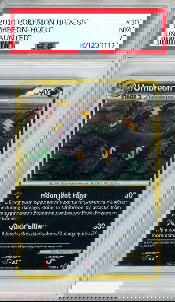 2010 POKEMON HEARTGOLD AND SOULSILVER UNDAUNTED UMBREON HOLO #10 PSA 7 NM