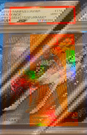 2019 Illusions Basketball Luka Doncic #134 Trophy Collection Orange PSA 9