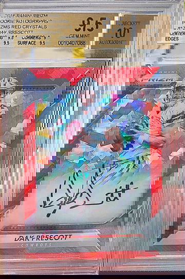 2016 Panini Prizm Autographs Dak Prescott Prizms Red Crystals /75 BGS 9.5