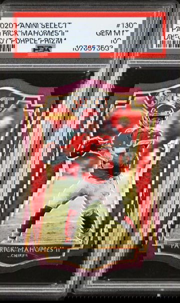 2020 Panini Select Patrick Mahomes Die Cut Purple Prizm PSA 10